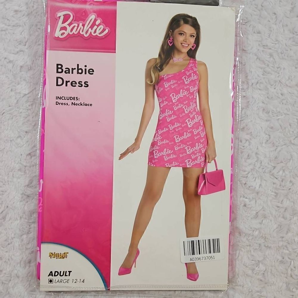 Barbie Dress and Necklace Women Large 12-14